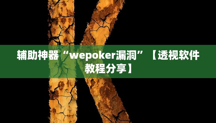 辅助神器“wepoker漏洞”【透视软件教程分享】