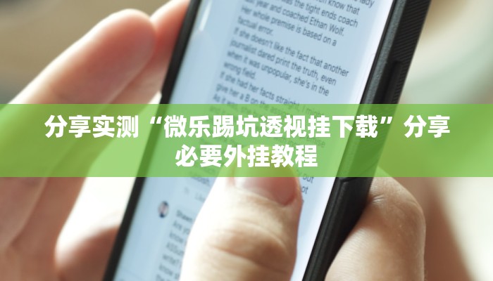 分享实测“微乐踢坑透视挂下载”分享必要外挂教程