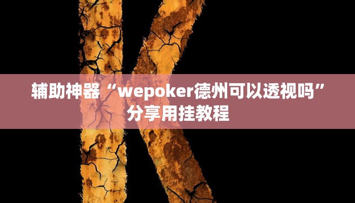 辅助神器“wepoker德州可以透视吗”分享用挂教程